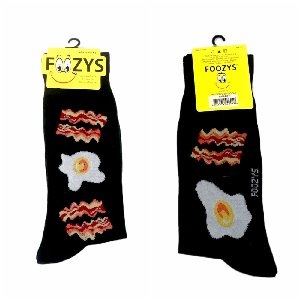 Foozys Eggs and Bacon Socks Black